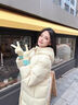 森马（Semir）羽绒服女中长款大毛领连帽显瘦2024冬新款工装风防风保暖外套 粉紫（白鸭绒）70028 S 实拍图