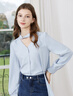 百图betu女装秋季新款衬衫多色法式蝴蝶结飘带长袖衬衫女2307T43 蓝色 L 实拍图