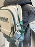思儒霖大容量书包男高中生初中生潮牌双肩包女大学生休闲旅行电脑背包 绿色+青蛙挂件 实拍图