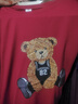 清仓捡漏尾单大牌美式复古小熊t恤女短袖夏大码宽松上衣遮肚子 78下印酒红色中豹纹熊 2XL 实拍图