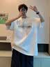 7家优品短袖T恤男夏季新款纯色字母潮牌潮流纯棉复古百搭五分半袖上衣服 MCFS-SC60白色 M 实拍图