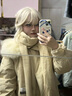 雪中飞秋冬新款时尚狐狸毛领交叉飘带温暖大毛领百搭防风女士羽绒服女 香槟黄|7014 XS 155/80A 实拍图