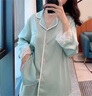 浪莎三件套冰丝女士睡衣秋高级感蕾丝家居服生日礼物送女友老婆礼盒 薄荷绿-长袖长裤【礼盒装】 L 【110-130斤】 实拍图