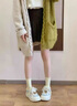 ACLNX卡通厚底板鞋女25年秋冬季新款加绒面包鞋复古学生百搭休闲运动鞋 黄兰色 单层 37 实拍图