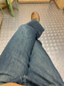 真维斯（Jeanswest）复古蓝阔腿牛仔裤女款秋冬新款高腰垂感直筒宽松小个子拖地裤子女 复古色九分【加绒】 L 实拍图