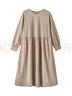 无印良品（MUJI）女式 法兰绒抽褶连衣裙 美拉德纯棉起毛宽松长裙子秋冬 BC08CC3A 浅灰棕色 S 155/80A 实拍图