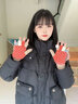 开妮特半指手套女冬季加绒保暖防寒露指半截翻盖骑行羊毛女士漏指线手套 NB20st07-橘米红拼色 均码 实拍图