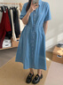 TOMMY JEANS【复古文艺风】25春夏新款女纯棉气质收腰宽松牛仔长连衣裙 牛仔蓝1A4 M (推荐:110-125斤) 实拍图