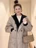 册裁（CECAI）针织拼接冬季羽绒服女中长款过膝加厚2025新款韩版连帽宽松外套女 卡其 S 建议90斤-110斤 实拍图