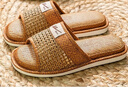 回力亚麻拖鞋男夏季竹藤草编镂空厚底透气吸汗防滑家居鞋情侣室内凉拖 深棕色 44-45 偏小一码 实拍图
