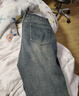 顶峰保罗（Dingfengbaoluo）水洗复古牛仔裤男士秋季保暖加绒加厚宽松休闲长裤子74青蓝M 实拍图