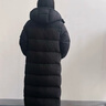 雪中飞羽绒外套女冬季过膝长款保暖美拉德连帽纯色系百搭休闲女士羽绒服 宝石黑 2XL (175) 实拍图