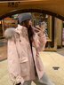 艾珠儿（Aizhuer）工装派克羽绒棉服女冬季新款大毛领连帽加厚设计感棉衣棉袄外套 雪泥粉 M （建议105-120斤） 实拍图