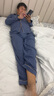 红豆居家春秋款双面精梳纯棉紧密赛络纺家居服男女情侣睡衣 青石蓝 2XL 实拍图