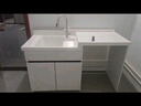 陌利蜂窝铝洗衣柜高低台盆洗衣池带搓板一体盆滚筒洗衣机柜伴侣定制 115CM右盆  珍珠白 送抽拉龙头 实拍图