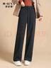 每时女装人字纹羊毛呢休闲裤女春秋新款直筒裤女糯米裤子女2879黑3XL 实拍图
