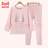 猫人哺乳秋衣秋裤套装纯棉毛衫孕妇保暖内衣喂奶上衣月子服冬季睡衣 蜜桃粉套装 XL 【建议120-140斤】 实拍图