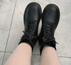 意尔康女靴厚底百搭加绒马丁靴女复古英伦风短靴 14738W黑色40 实拍图