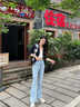 OLDER SEA浅色微喇牛仔裤女小个子2025牛仔裤夏季女高腰显瘦喇叭马蹄裤子女 浅蓝色 S 建议89-98斤 实拍图