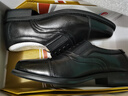 强人商务正装鞋男际华3515品质头层牛皮单皮鞋 套脚三接头皮鞋 黑 39 实拍图