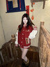 BJHG不计后果新年红色棒球服男款春季潮牌呢子外套美式复古夹克上衣女 新年红 L 实拍图