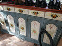 卡梵罗（KAFANLUO） 美式鞋柜实木三四门五门对开门鞋柜复古实木地中海彩绘欧式雕花 复古蓝灰色五门180*38*110cm 实拍图