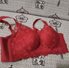 都市丽人本命年内衣女软支撑手掌杯小胸聚拢胸罩薄款蕾丝红色文胸2B32A6 实拍图