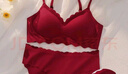 曼可娇秋冬薄款无痕内衣女无钢圈美背小胸罩聚拢防下垂运动睡眠文胸套装 红色套装 L (适合36/80ABC) 实拍图