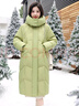 雪中飞秋冬新款百搭可拆卸连帽分格充绒女士长款加厚连帽羽绒服 绿色|8638 XS 155/80A 实拍图