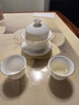 金镶玉中国风羊脂玉瓷三才盖碗两小杯手抓壶主人杯敬茶碗分茶功夫茶具 实拍图