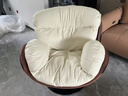欧木希北欧风单人沙发椅旋转蛋壳椅子客厅家用懒人沙发看书轻奢休闲躺椅 咖棕色拼白色（公仔棉） 实拍图