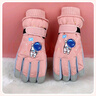 翰崎儿童滑雪手套女童冬季保暖加厚加绒防水骑行卡通五指棉手套男大童 恐龙粉色 实拍图