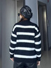 NEW OR MODE高领毛衣男秋冬季新款加绒加厚条纹针织衫宽松慵懒保暖高级感外套 黑色 XL 实拍图