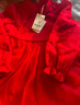 戴维贝拉女童加绒连衣裙秋冬儿童红色公主裙周岁礼服裙子 实拍图