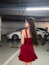 JIOESC红色连衣裙女高级感夏季2024新款女装纯欲短裙修身紧身吊带红裙子 红色高级复古短裙 M 码90-105斤 实拍图