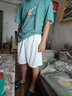杉努 短裤男士夏季薄款宽松潮流百搭休闲五分裤学生直筒运动男裤5分中裤大码沙滩大裤衩裤港风裤子男生 白色 2XL 实拍图