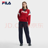 FILA 斐乐官方女子套头卫衣冬季logo时尚休闲拼色针织内搭长袖上衣 妖艳红-WI XL 实拍图