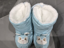 忆爱婴儿棉鞋宝宝鞋子0-1岁冬季加绒加厚高筒防水布棉靴软底不掉鞋 粉色月亮熊-棉鞋 12.5 0-1岁 实拍图
