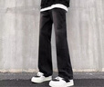 潮西登黑色微喇牛仔裤男女宽松显瘦休闲高街头潮堆积感长裤 黑色 XL 实拍图