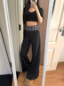 趣米乐黑色格子拼接西装休闲裤女春夏季新款高级感宽松垂感高腰阔腿长裤 黑色 M 晒单实拍图