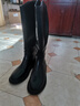 他她（TATA）黑色V口长筒靴女英伦加绒抗寒高筒靴骑士靴冬季G5JA1DG2 黑色（绒里） 40 实拍图