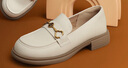 森达乐福鞋女平底英伦风通勤一脚蹬单鞋女士皮鞋SXG01AA4 米白 37  实拍图