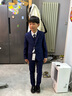 罗蒙儿童西装马甲套装男童主持人礼服英伦风花童钢琴演出服 藏青格140 实拍图