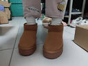 热风（Hotwind）雪地靴女士秋冬新款暖绒一脚蹬松糕厚底增高休闲短靴温暖舒适棉鞋 02棕色 37 实拍图