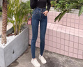 UKMR显瘦超高腰牛仔裤女2025紧身靴子显高春秋冬铅笔修身小脚弹力 蓝灰色 28 【100-110斤】 实拍图
