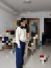 百图betu女装2025春季新款毛衣圆领宽松立体花朵装饰毛衣女2501T05 浅杏色 XS 实拍图