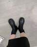 达芙妮黑色马丁靴女款2025秋冬季加绒皮靴厚底英伦风增高靴子短靴 实拍图