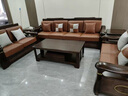 田园驿站新中式乌金木实木沙发客厅科技布艺皮沙发组合单人懒人沙发家具 1+2+3+茶几 实拍图