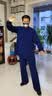 山人运动太极服男春夏季新款高端品牌练功服套装飘逸短袖太极拳练功服女士 藏青-长袖套装 XL 实拍图