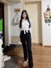 萝美酱弹力微喇叭裤子女休闲2026春秋新款高腰显瘦修身西装马蹄裤小个子 黑色 弹力喇叭裤常规 M 【建议95-105斤】 实拍图